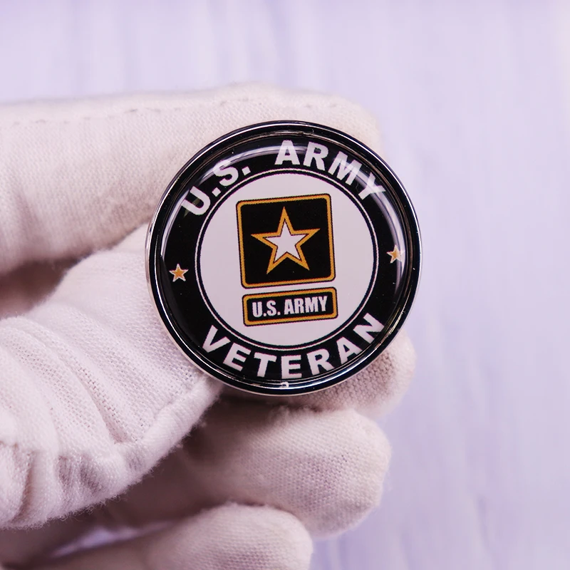 AS bros kancing logam Pin pasukan Veteran