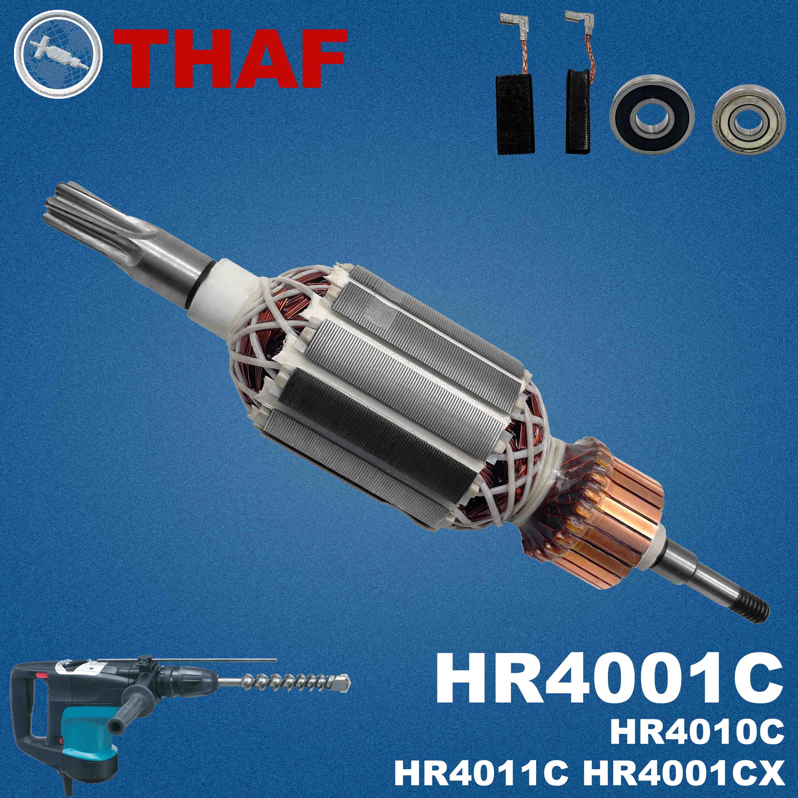 AC 220V 240V HR4001 HR4001C HR4010C Wirnik Rotor do MAKITA HR4011C HR4001CX MŁOT UDAROWO-OBROTOWY Części zamienne Wiertarka udarowa 513633-7