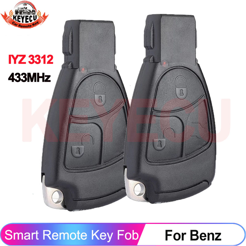 KEYECU FCC ID: IYZ 3312 Smart Car Remote Key NEC Chip 433MHz For Mercedes Benz W169 W202 W203 W208 W210 W245 2/3 Buttons Fob