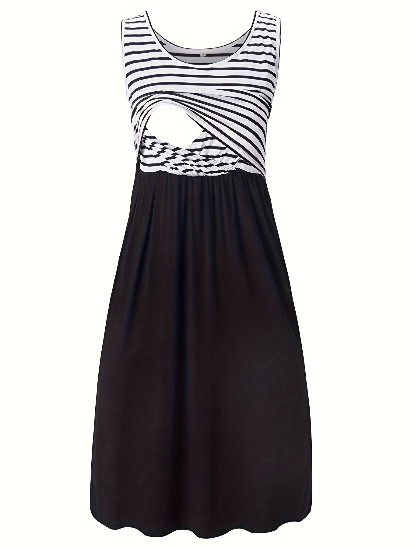 Mini vestido sin mangas de maternidad para lactancia, ropa de maternidad cómoda con empalme a rayas para mujeres embarazadas