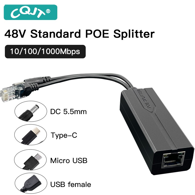 Répartiteur POE Standard 48V à 5V 12V, 1 Pipeline, 2 Pipelines, Micro USB tpye-C, 100M/1000M POE Caméra Injecteur, Alimentation pour Huawei Hikvision