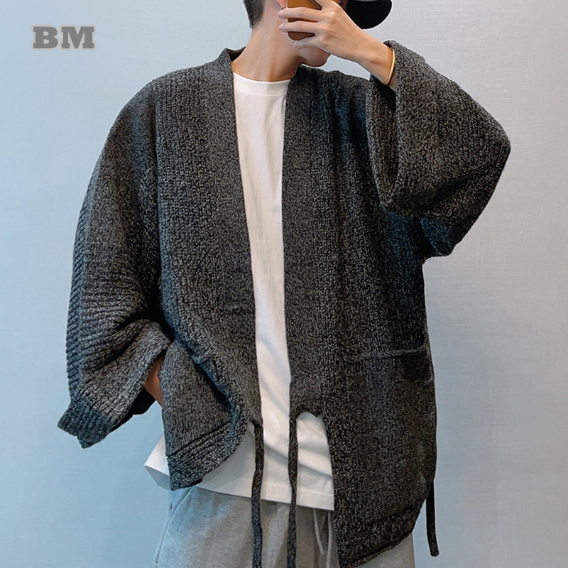 Japanische Streetwear Oversize Strickjacke Für Männer Kleidung Harajuku Casual Tropfen Schulter Gestrickte Pullover Hip Hop Lose Mantel Männlich