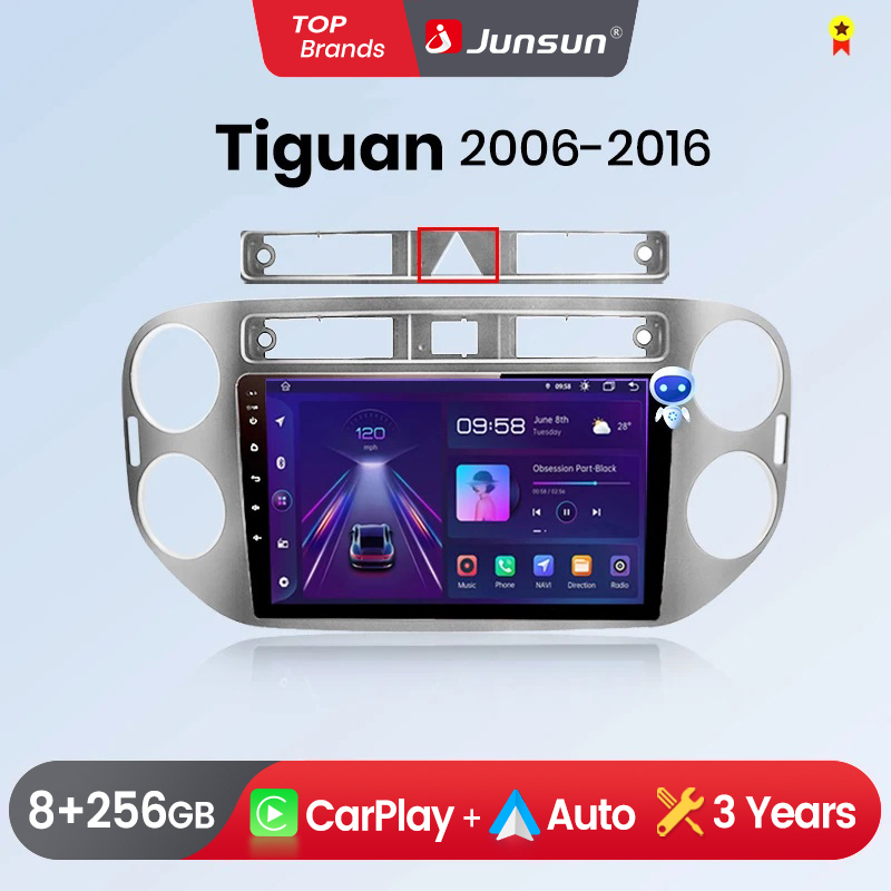 Junsun -reproductor Multimedia con Android para coche, estéreo con CarPlay autorradio, sistema inteligente, volkVolkswagen para VW Tiguan 1 NF 2006-2016