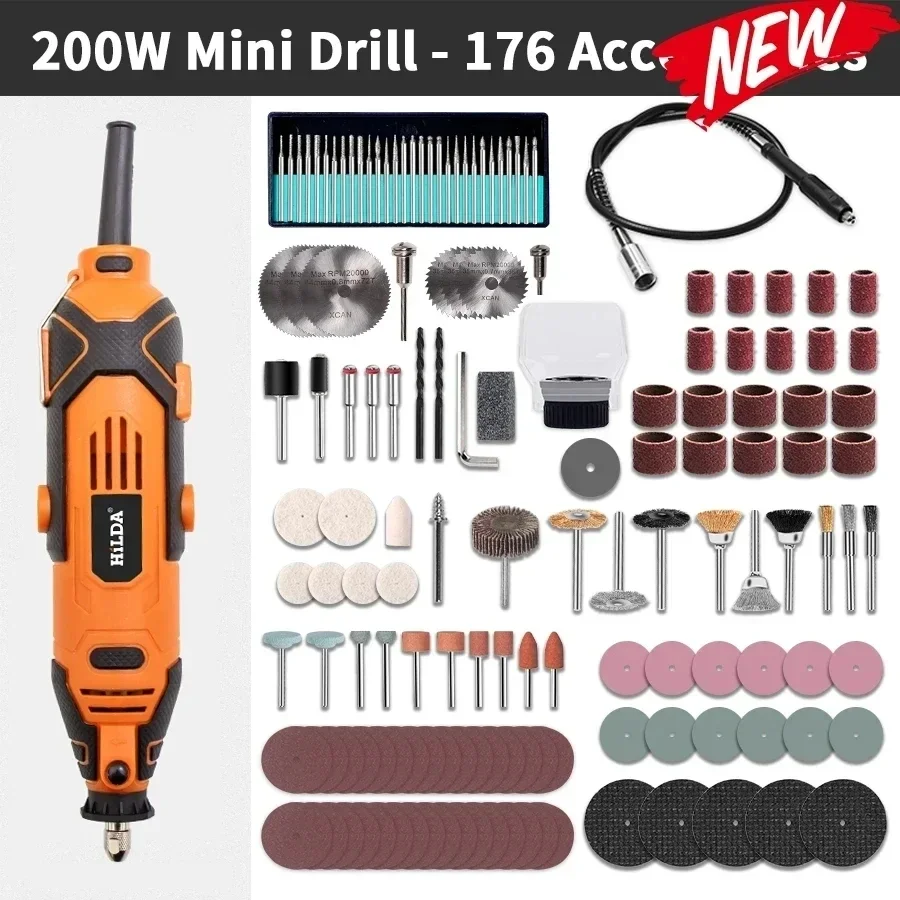 HILDA Graveur Elektrische Bohrmaschine Gravur Dremel Drehwerkzeugmaschine mit flexiblem Schaft Neuer Stil Mini-Bohrmaschine mit variabler Geschwindigkeit