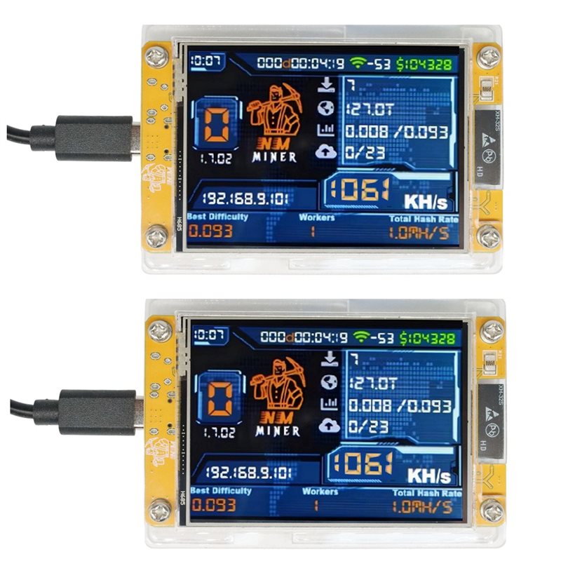 Engenioso-smart display 2 peças 1060kh/s nerd mineiro atualizado harshrate 2.8 "bitcoin crypto solo loteria mineiro minerador nerdminer nmmin