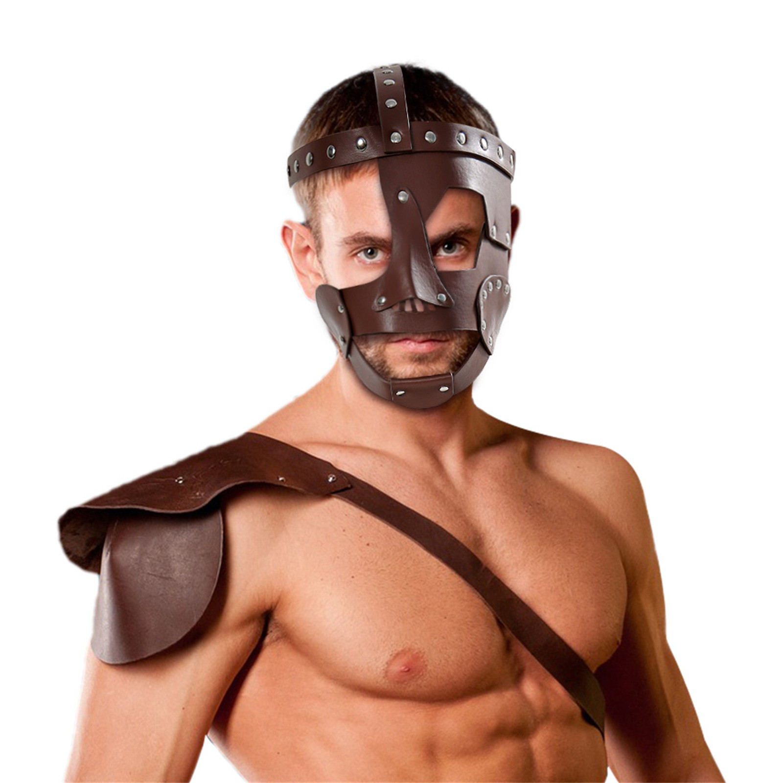 Vintage Claret Leather Mask Medieval Renaissance Halloween Cosplay Leather Mask Clothing Accessories Party Cool Fashion Masks