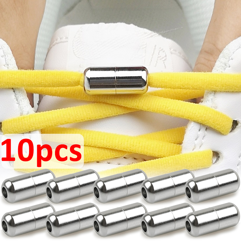 Dây Giày Hình Bán Nguyệt Khóa 10 Chiếc Không Phối Khóa Cổng Kết Nối Cho Mềm Dây Giày Nhanh Dây Giày Lười Kim Loại Viên Khóa