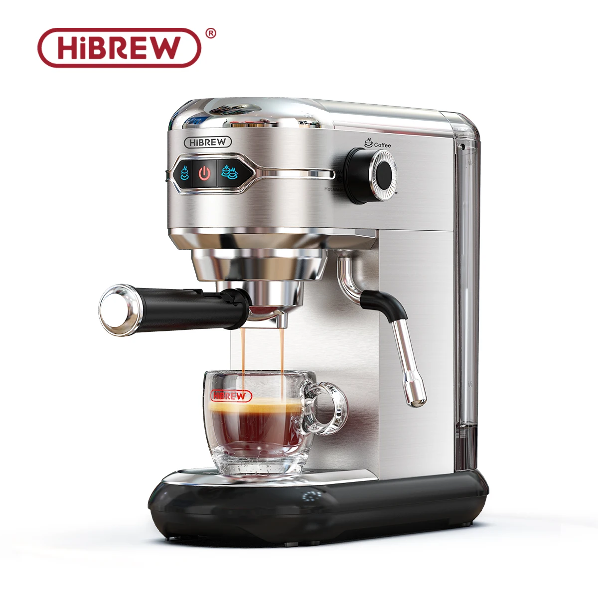 HiBREW cafetière Cafetera 20 Bar Inox semi-automatique Super mince ESE POD et poudre Machine à expresso eau chaude H11