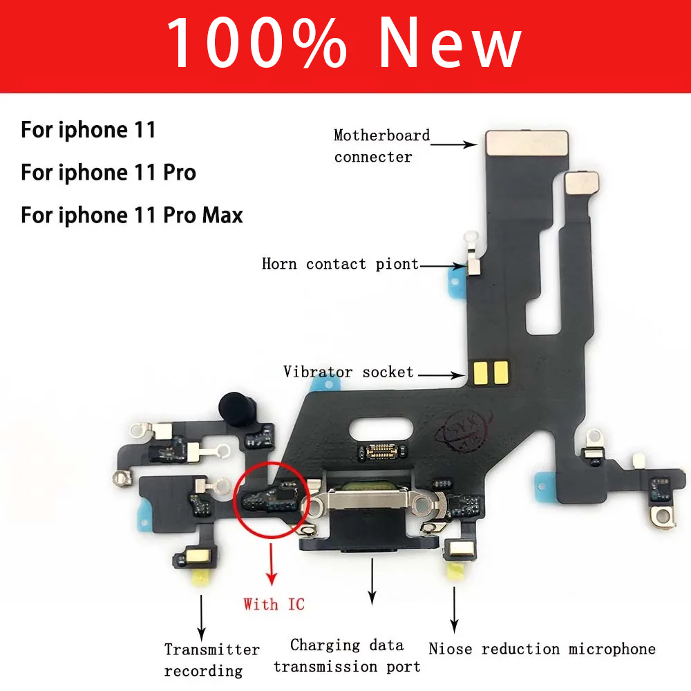 Carte de charge de port USB pour iPhone 11 Pro Max, S6, prise Jack, connecteur de port de prise, Charge Flex, nouveau, 100%