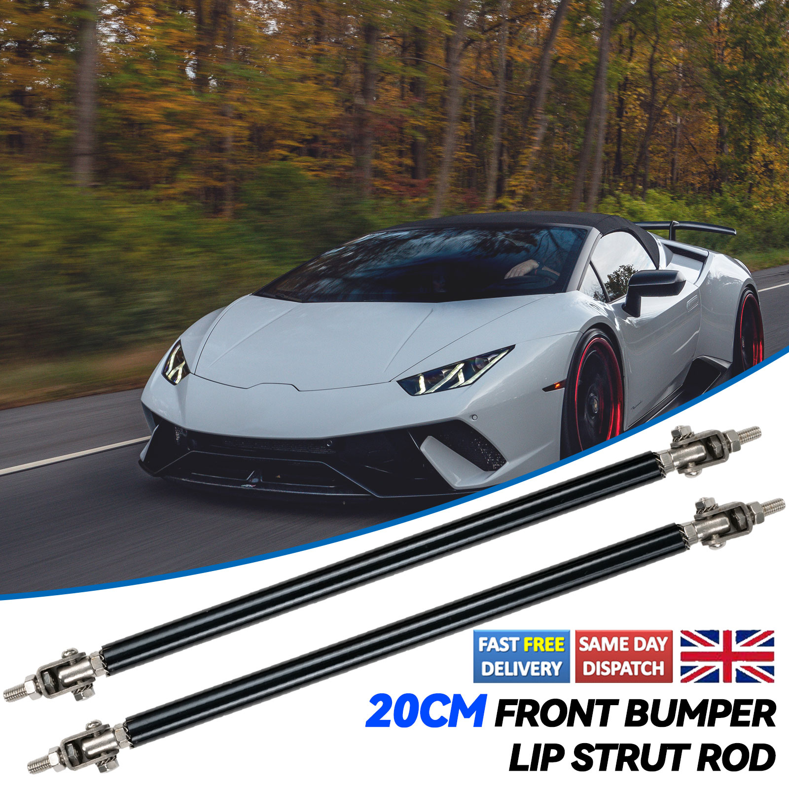 2x20 ซม.รถปรับกันชนหน้ากันชน Strut Lip Tie Rod Bar สนับสนุนสีดํา