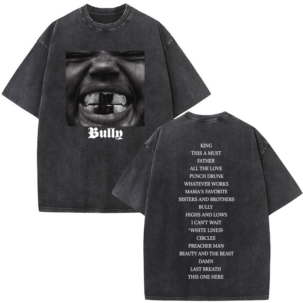 Kanye West Bully Album 2026 Tour Print Vintage Washed T-shirt Męski Damski Hip-hop Punk T-shirt Krótki Rękaw Luźny Casualowy T-shirt
