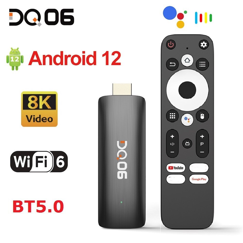 DQ06 ATV Mini TV Stick Android12 Allwinner H618 Quad Core Cortex A53 รองรับวิดีโอ 8K 4K Wifi6 BT เสียงรีโมทสมาร์ททีวีกล่อง