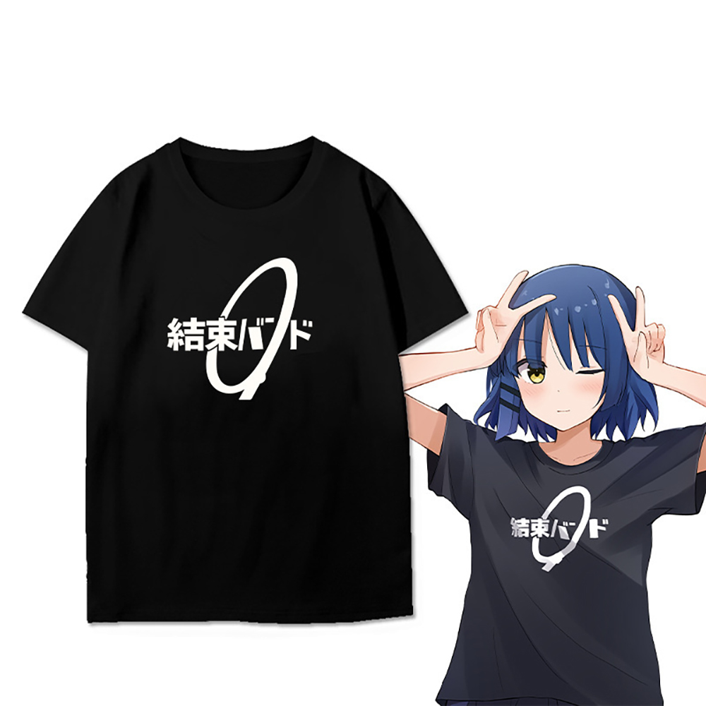 メンズクルーネック半袖Tシャツ アニメ「ぼっち・ザ・ロック」 音楽バンド グラフィックプリント カジュアル コットン トレンドトップス