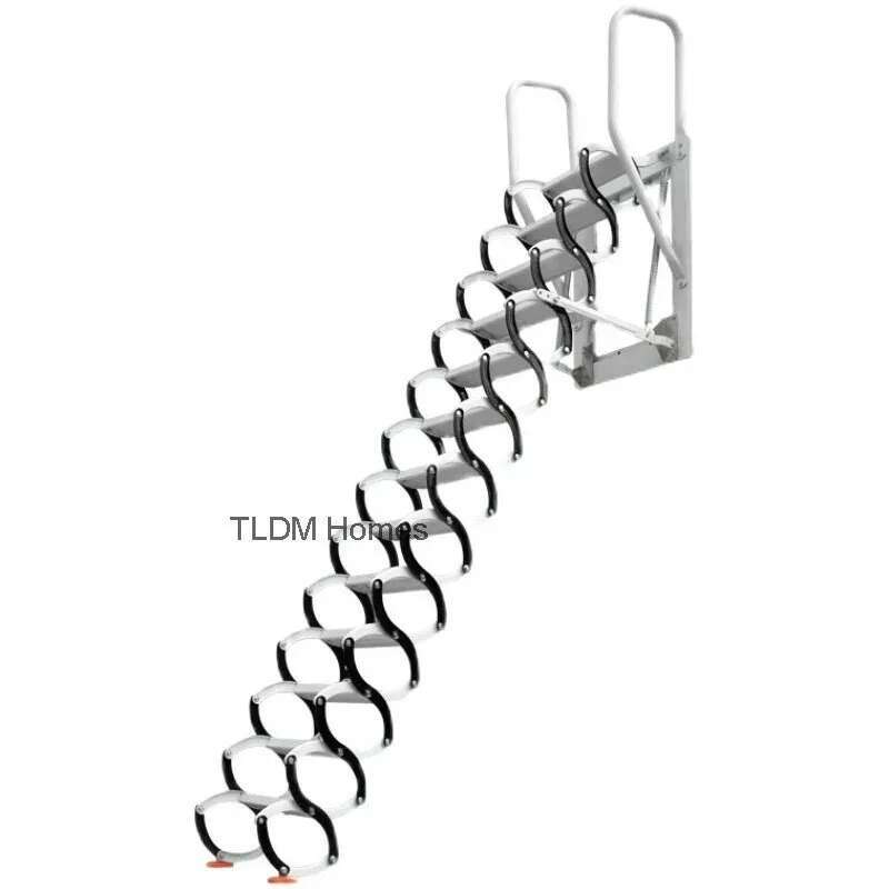 มัลติฟังก์ชั่นเฟอร์นิเจอร์ภายในบ้านที่มองไม่เห็นพับบันไดในร่มกลางแจ้ง Telescopic บันไดอลูมิเนียมหนาบันได