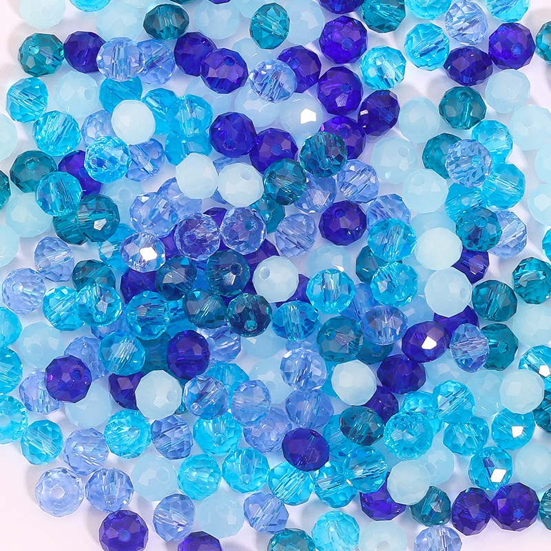 Perline di vetro di cristallo sfaccettato blu multicolore Rondelle Austria Perline rotonde distanziatrici sciolte per la creazione di gioielli Commercio all'ingrosso di stile estivo