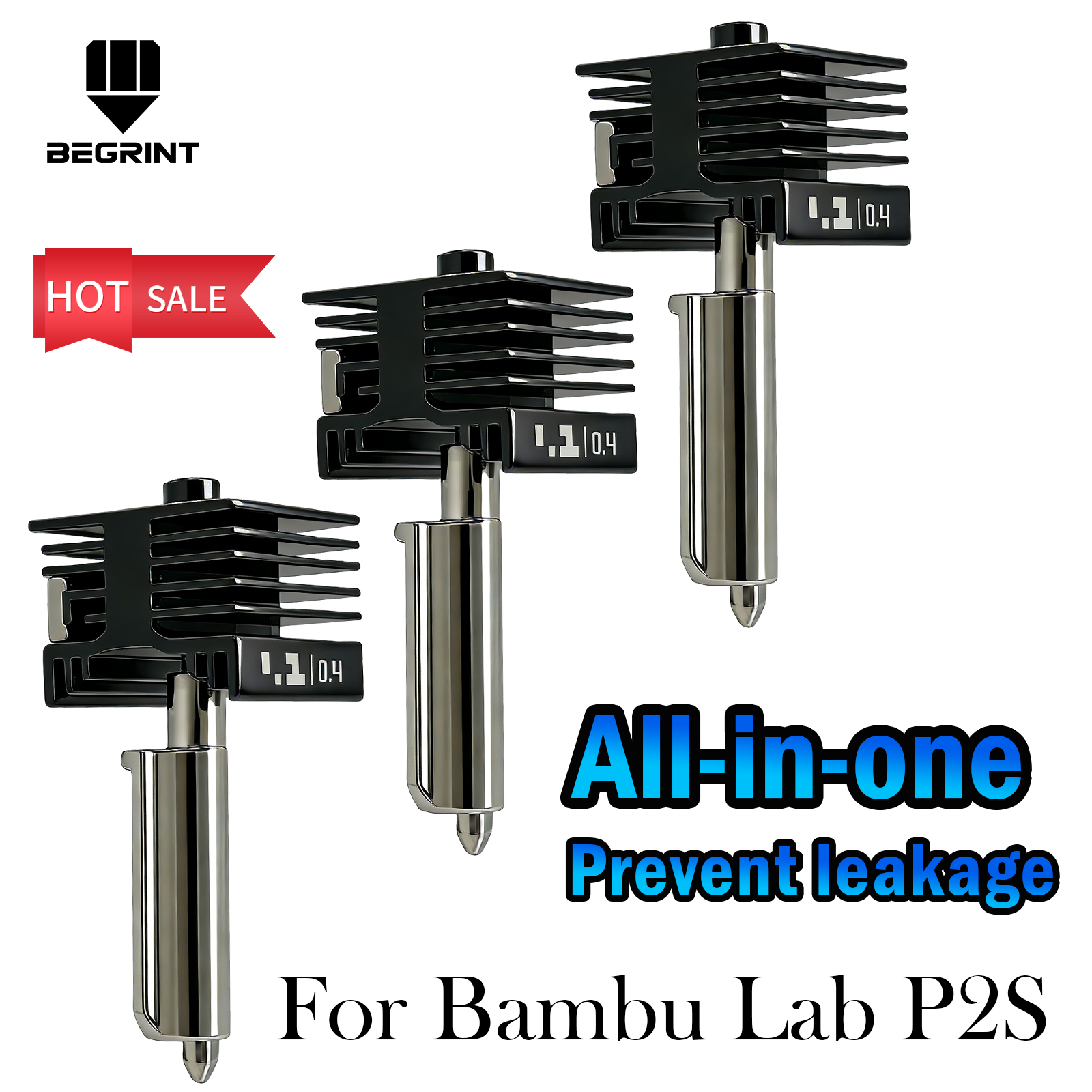 Hotend Voor Bambu Lab P2S Hotend Een Stuk Nozzles 0.2/0.8/0.6/0.4mm Integrale warmte end Vlek staal Hotend nozzle Voor Bambulab P2S