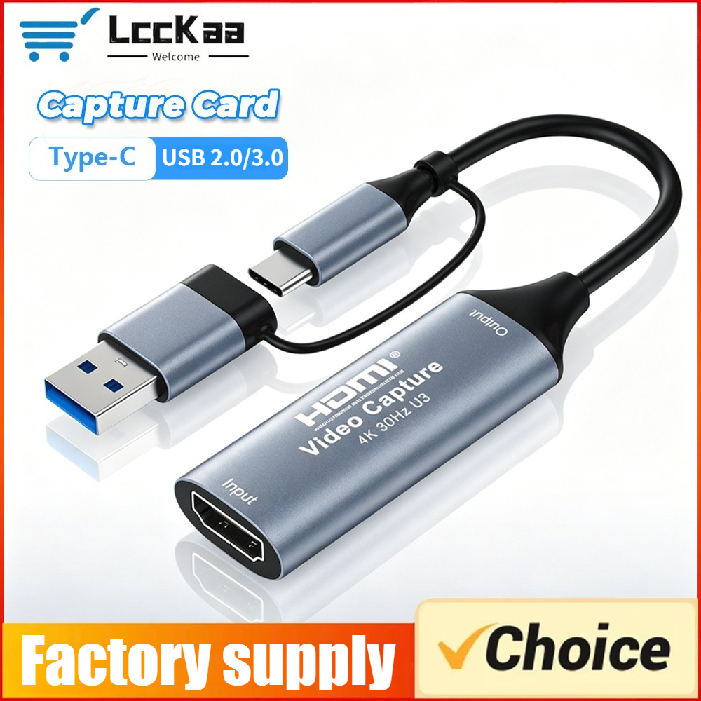 4K Video Capture Card HDMI To USB 2.0/3.0/USB-C 2 in 1 Capture Video Audio Recording for OBS Studio PotPlayer QT Player Windows