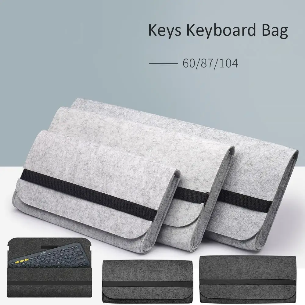 Bolsa para teclado portátil, 60/87/104 teclas, pacote de feltro, teclado mecânico, bolsa de armazenamento, bolsa periférica