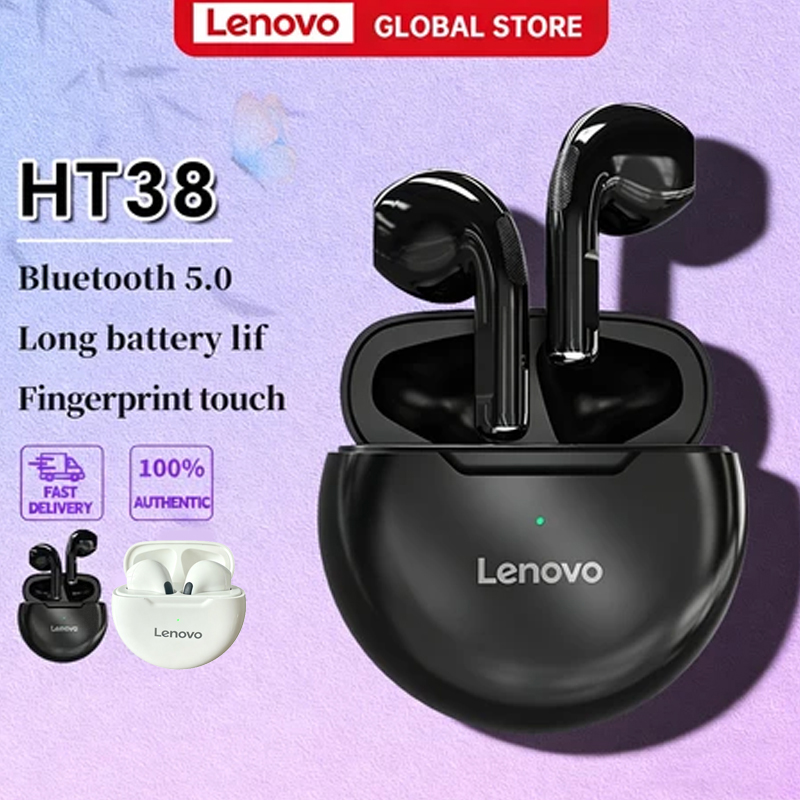 Słuchawki sportowe Lenovo HT38 TWS, mini bezprzewodowe słuchawki Bluetooth, HiFi Stereo Bass, szybkie ładowanie, etui odporne na pot, słuchawki do biegania