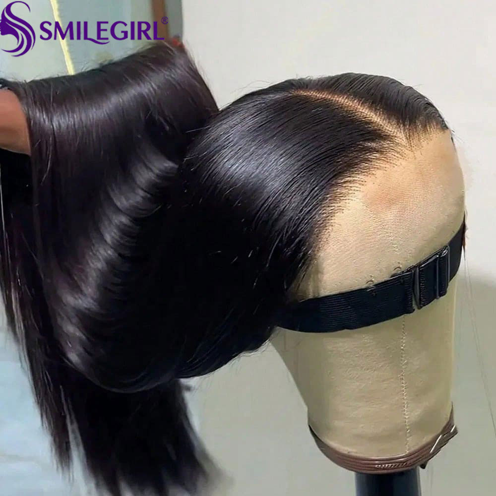 Peruca de Cabelo Humano Lisa Sem Cola SMILEGIRL 40 Polegadas 5x5, Perucas com Fechamento 4x4 de Cabelo Humano Pré-Alongado e Pré-Cortado, Perucas de Cabelo Humano com Renda Transparente