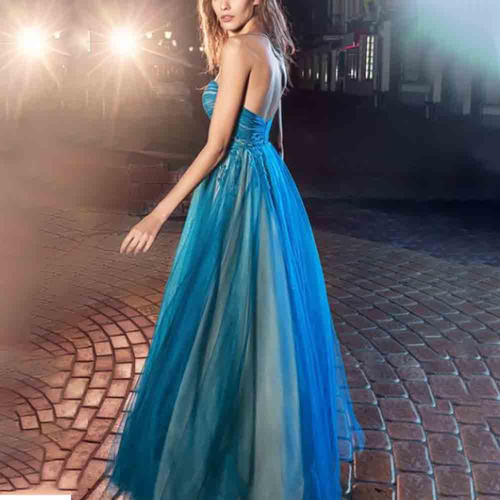 A-Line Tulle Strapeless Prom Dress, Sem mangas, Criss Cross, Sem costas, Querida