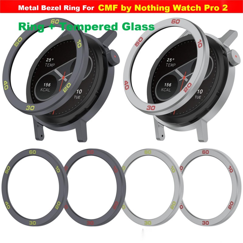 Anillo de bisel de Metal para CMF Watch Pro 2, funda protectora para reloj, cubierta de correa para CMF de Nothing Watch Pro2, carcasa + película de vidrio templado