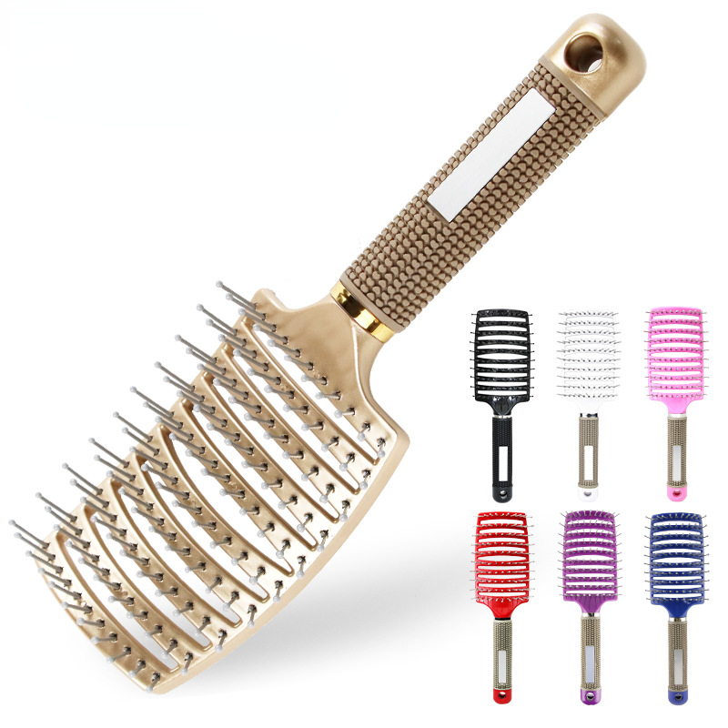 Cepillo para el cabello, peine para masaje del cuero cabelludo, cerdas de nailon para mujeres, cepillo para el cabello rizado húmedo para desenredar, herramientas de estilismo para salón de peluquería