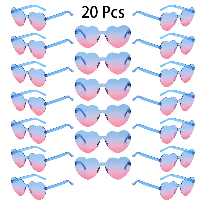 20 ชิ้นแว่นตากันแดดรูปหัวใจผู้หญิงแฟชั่น Rimless Gradient Multicolor Rave Sun แว่นตาอินเทรนด์น่ารัก Beach Decor Shades