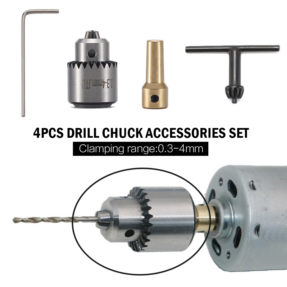 Mesin Mikro Bor Chuck Rentang Penjepit 0.3-4Mm Lancip Dipasang Mini Bor Chuck dengan Kunci Chuck 3.17Mm Kuningan Poros Motor Listrik