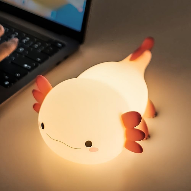 Niedliches Axolotl-Nachtlicht, Silikon-Schlaflampe für Kinderzimmer, Touch-Control-Nachtlichter, wiederaufladbare USB-Tischlampe für Kinder