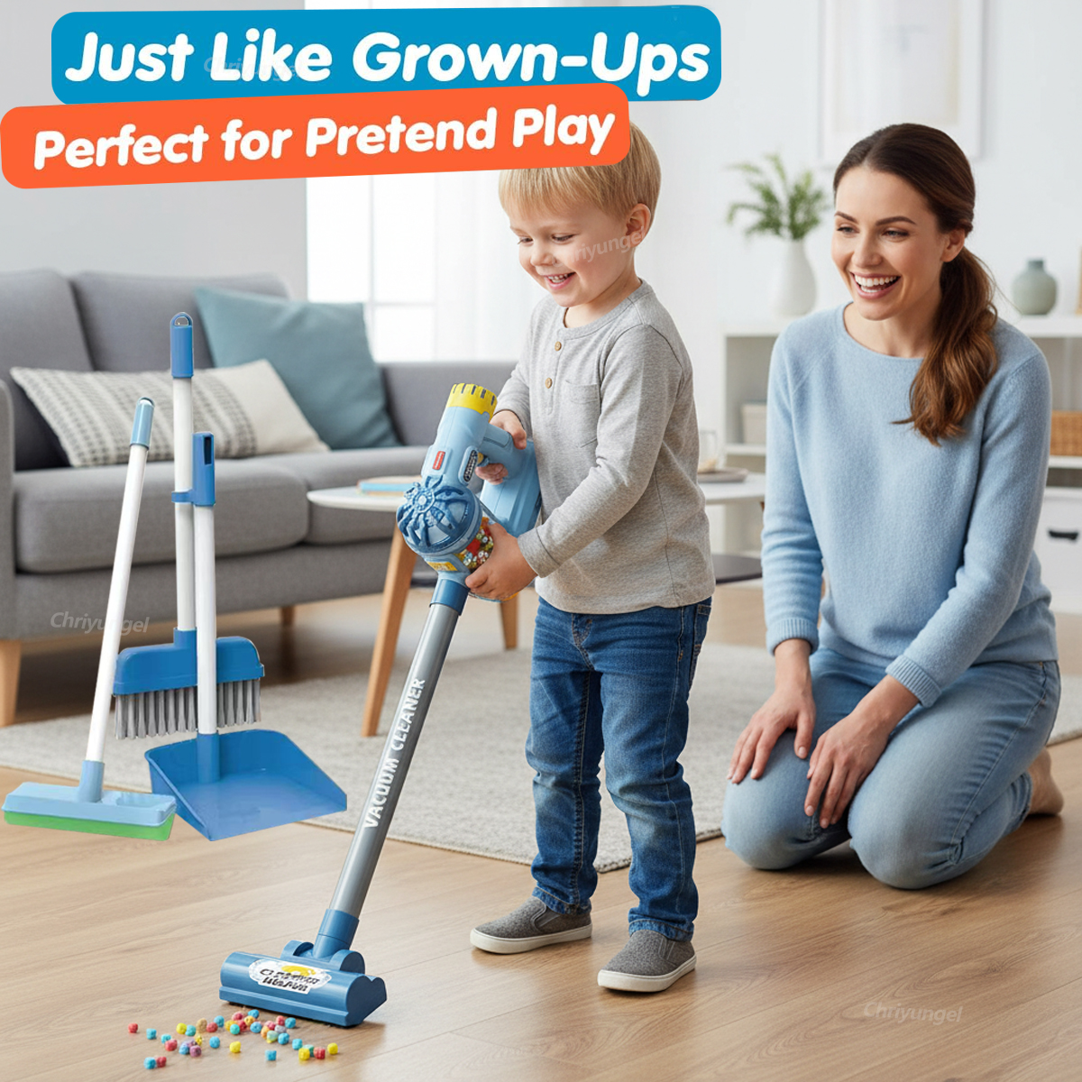 Kids Vacuum Cleaner Toy Set Pretend Play Cleaning Toys Realistic Housekeeping Educational Toy Gifts for Toddlers Boys Girls