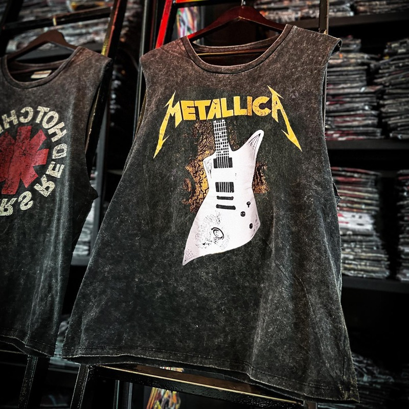 American Rock Bandพิมพ์VINTAGEล้างกีฬาเสื้อกั๊กผ้าฝ้ายแขนกุดชายเสื้อยืดHip-Hop GYMเสื้อผ้าTank Topฤดูร้อน 2025