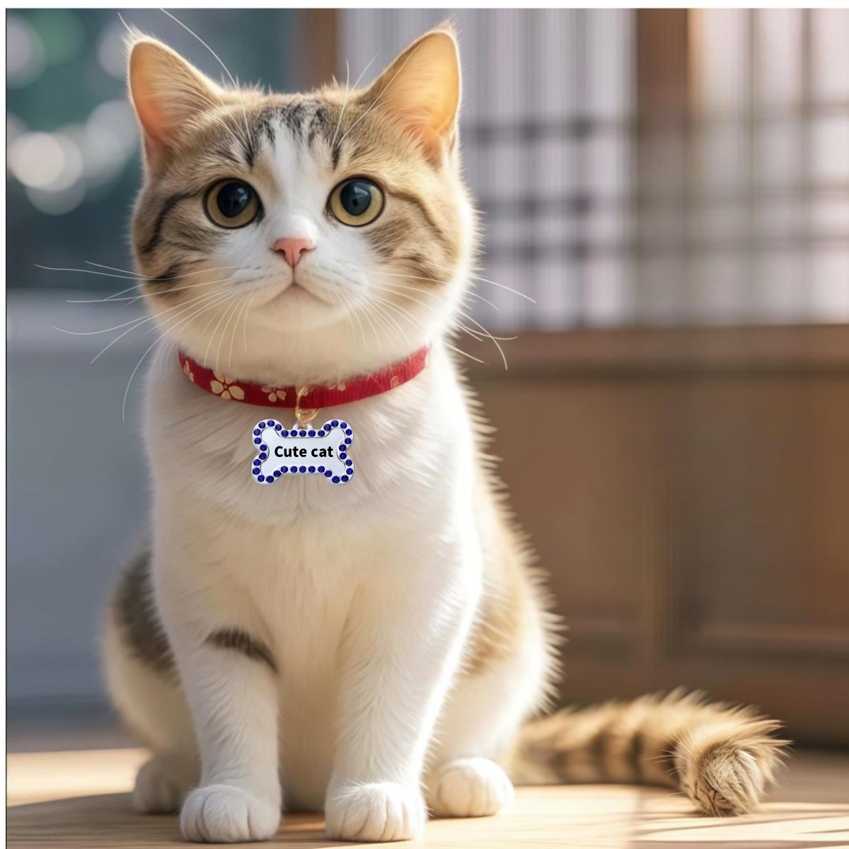 Etiqueta de Identificación Personalizada para Mascotas, Grabada, de Bronce, para Perros y Gatos, con Nombre, Dirección y Número, Colgante para Collar de Perro