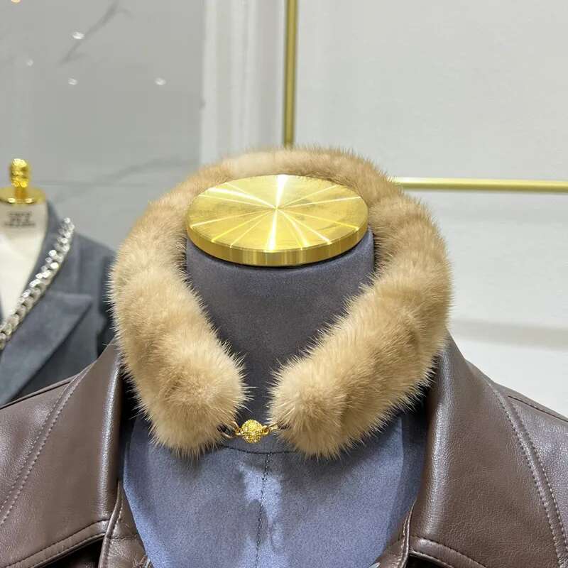 Маленький шарф из натурального меха норки для женщин, зимний роскошный теплый меховой шарф, двусторонний утолщенный теплый шарф из натурального норкового меха