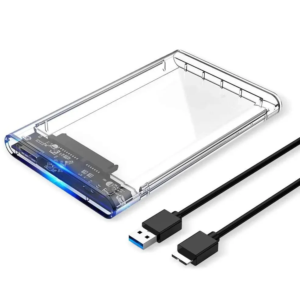 Custodia per disco rigido esterno USB 3.0 da 2,5 pollici SATA a USB 3.0 UASP Custodia per disco rigido portatile trasparente 2T HDD trasparente senza attrezzi