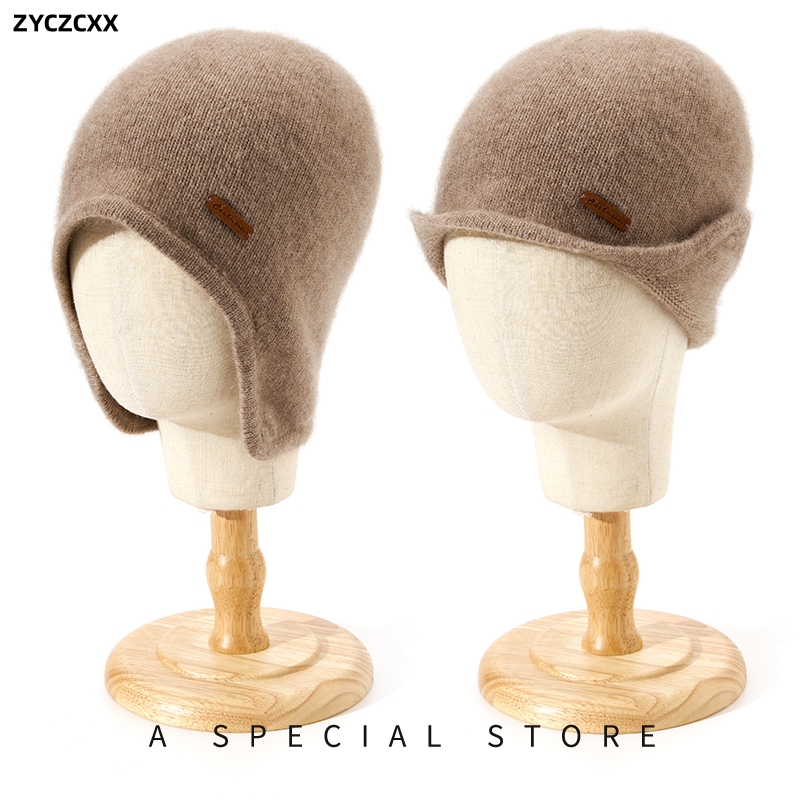 ZYCZCXX Gebreide Kasjmier Warme Trapper Hoed Winter Vrouwen Hoeden Bomber Hoeden Casual Volwassen Caps Oorkleppen Bomber Caps Voor vrouwen