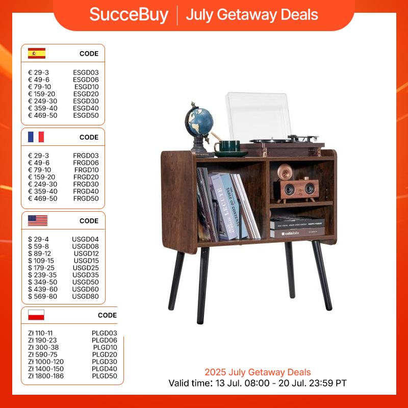 SucceBuy Plattenspielerständer, Plattenspielerständer, fasst bis zu 300 Alben, Vinylschrank mit abnehmbarem Regal für Wohnzimmer und Schlafzimmer