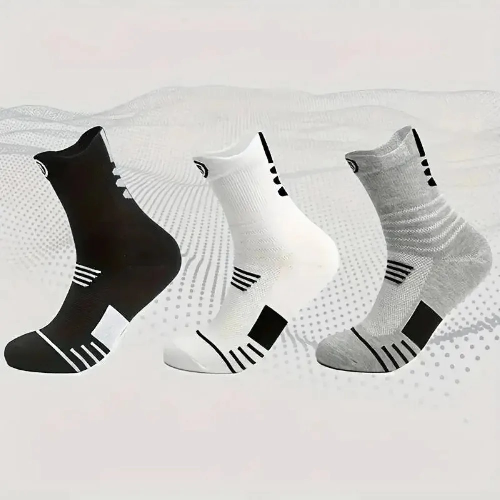 3 paires de chaussettes de sport pour hommes, chaussettes de performance athlétique, chaussettes confortables et respirantes pour la course en plein air, la randonnée et les sports