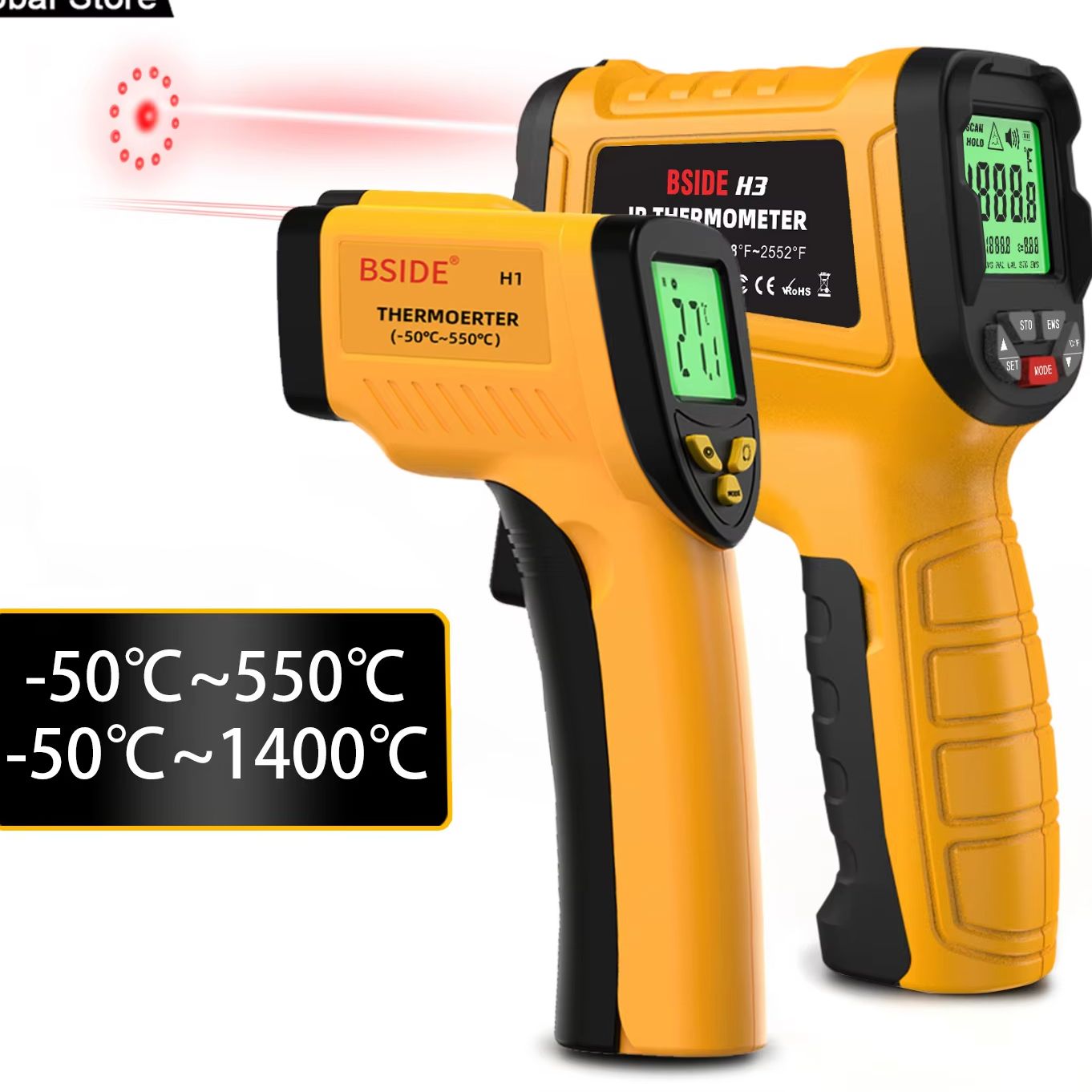 Инфракрасный термометр-пистолет BSIDE H3 -50~1400°C ° Портативный цифровой лазерный промышленный бесконтактный измеритель температуры