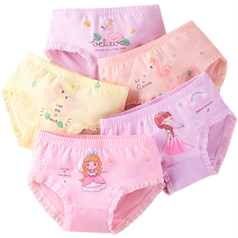 Slip per ragazze intimo in cotone Fine stampe carine mutandine per bambini mutande morbide e sane traspiranti Boxer per ragazze 4 pz/lotto taglia 3-10T