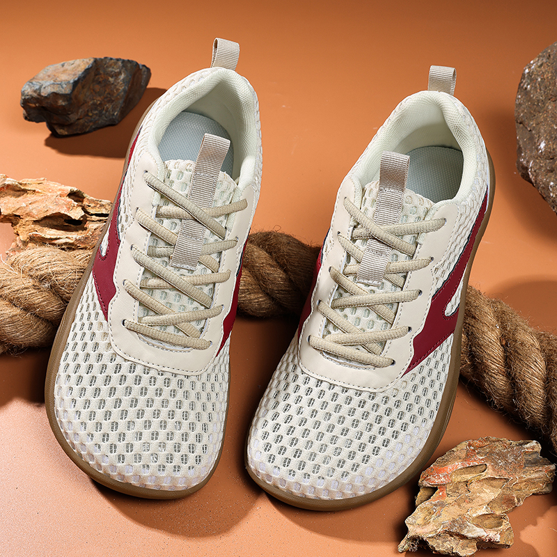 Modne, przewiewne męskie sneakersy z siateczki, minimalistyczne buty barefoot z szerokim noskiem, lekkie obuwie do biegania i chodzenia z zerowymi podeszwami.
