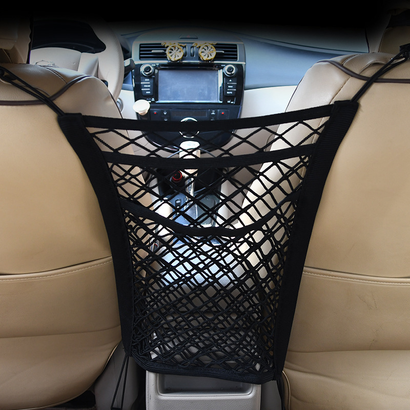 Interior do carro tronco assento de volta malha elástica net estilo do carro saco armazenamento bolso gaiola velcro grade bolso titular acessórios do carro trun