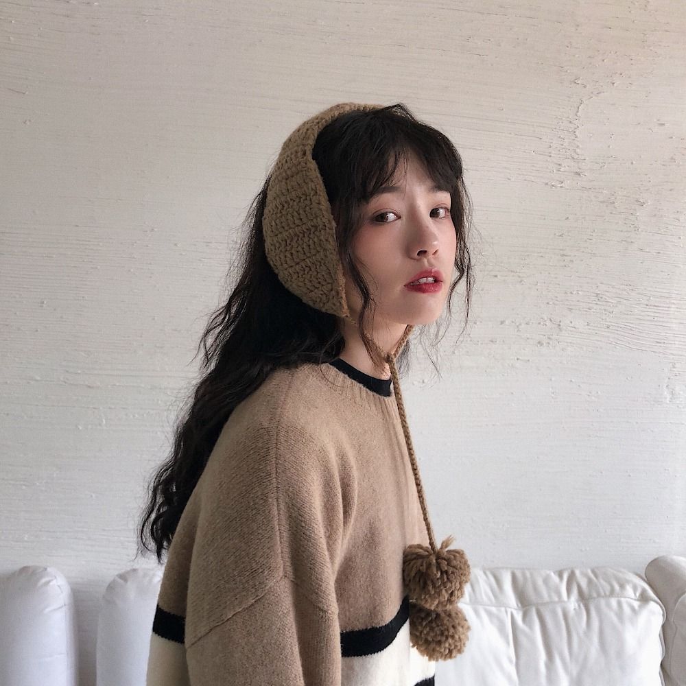 女性用防風ニットイヤーフラップ、y2kぬいぐるみイヤーマフ、スキー用イヤーフラップ、柔らかくて厚い、冬は暖かい、シックなイヤーフラップ、韓国スタイル、jk