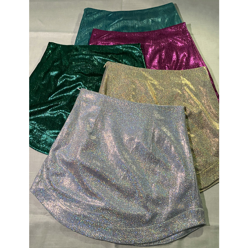 Faldas brillantes de cintura alta para mujer, ropa de calle con cremallera lateral, minifalda Sexy ajustada para fiesta y discoteca, novedad de 2024