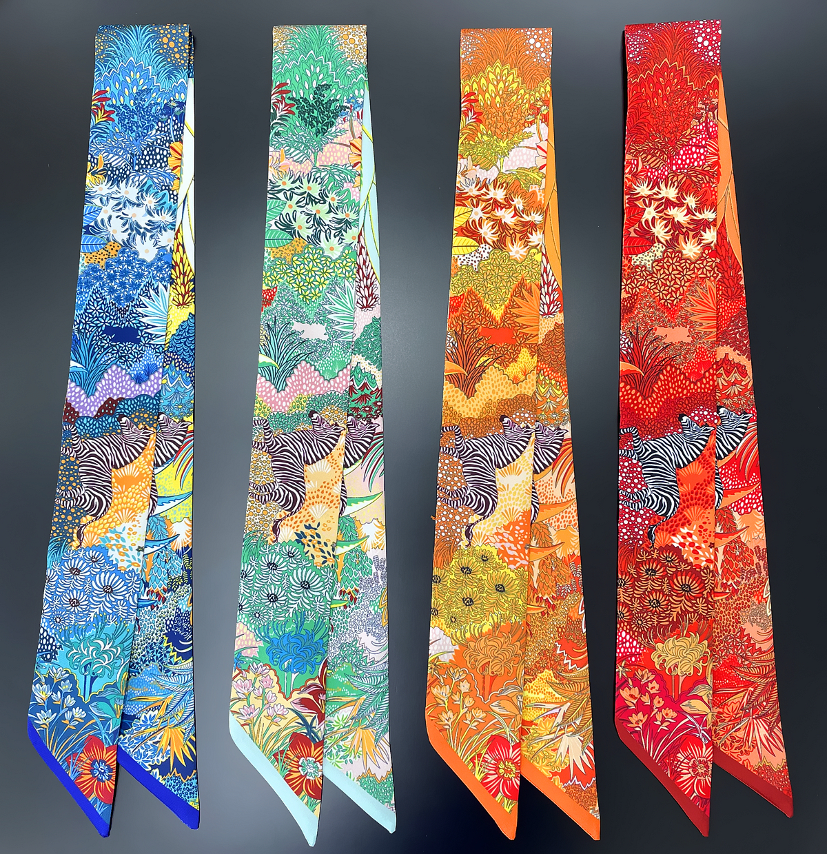 2024 design da marca zebra em flores lenço feminino lenço de seda luxo moda cabelo bandana foulard saco magro cachecóis neckerchief