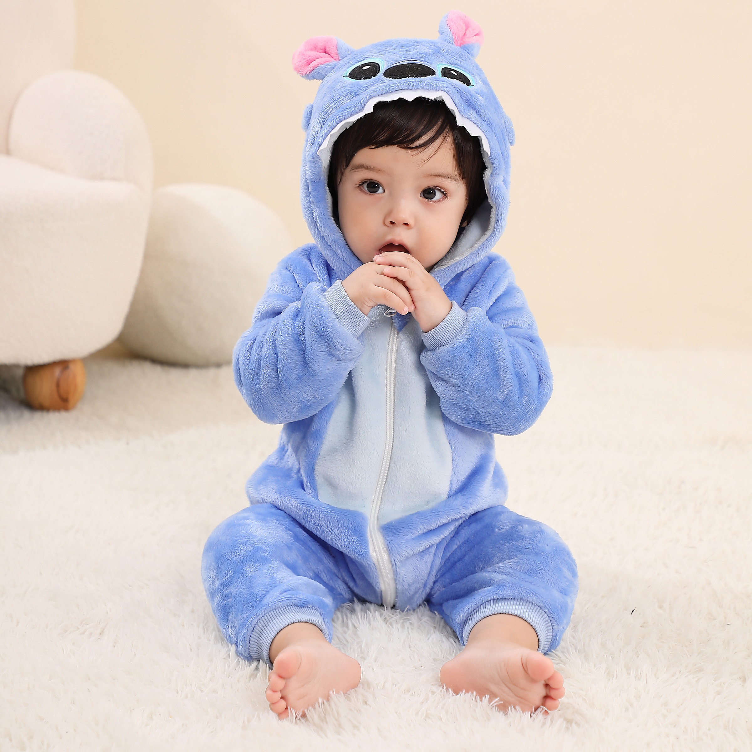 Baby Kigurumi Stitch Cartoon Romper niemowlę dzieci kombinezon ze zwierzętami maluch ubrania body dziewczyny chłopcy Cosplay piżamy kostiumy