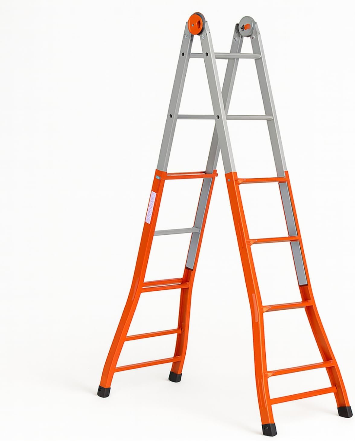 Stahlleiter 4+4 Sprossen, 4,7 m Höhe, 3 Konfigurationen, rutschfeste Füße, 100 kg Belastung -A0040-11.4