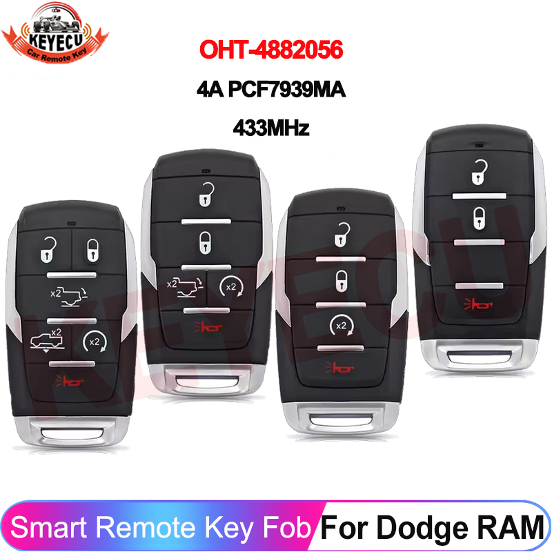 KEYECU OHT-4882056 untuk Dodge RAM 1500 Pickup Limited 2019 2020 2021 2022 2023 2024 Smart Keyless 4A Chip Remote Key Fob 68442907