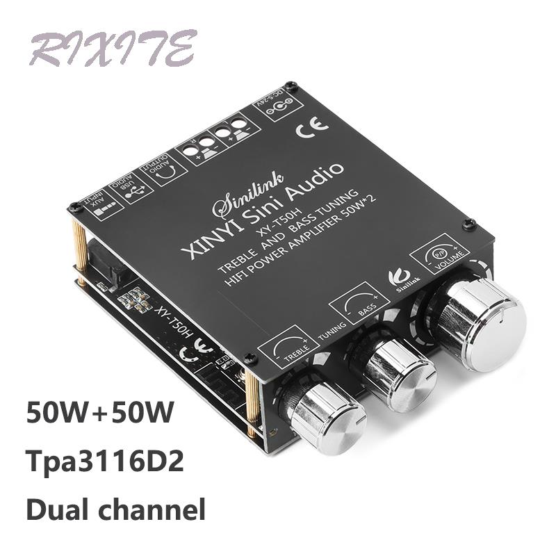 TPA3116D2 50W + 50W Bluetooth 5.0 carte amplificateur de caisson de basses 2.0 canaux haute puissance Audio stéréo AUX USB basse ampli de voiture t50l t50h