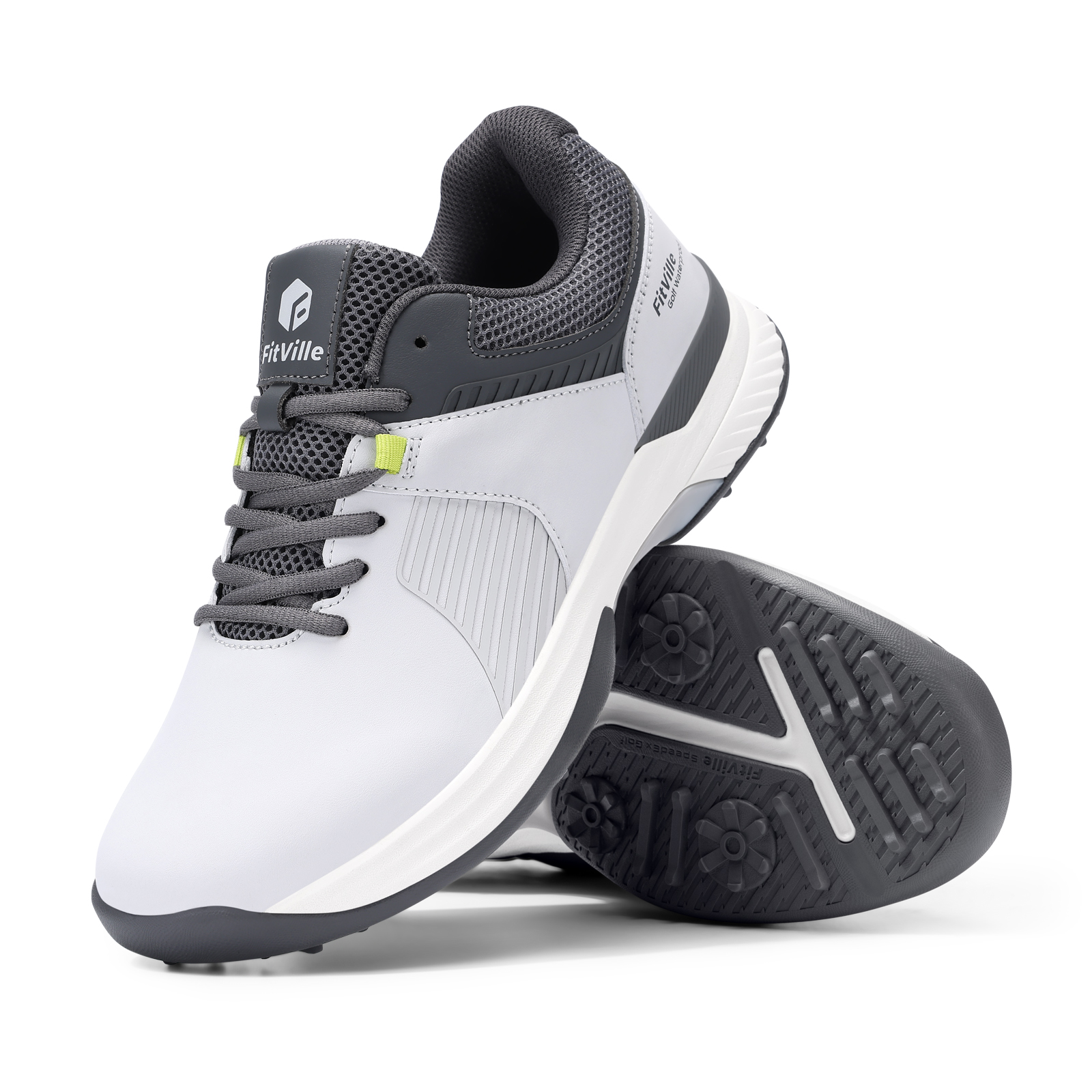 FitVille Wide Herren-Golfschuhe, wasserabweisend, professionelle Golf-Sneaker, Outdoor-Golfsportschuhe mit Spikes für Herren, lindern Schmerzen